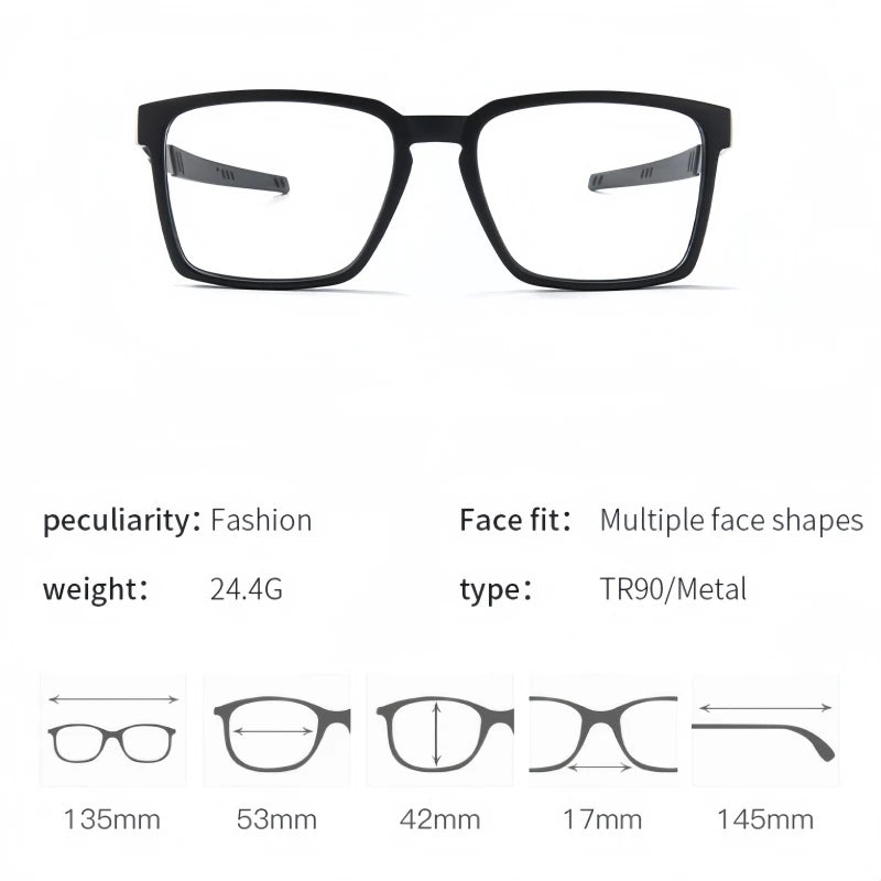 Yimaruili Women's Full Rim Square Tr 90 Alloy Sport Eyeglasses 48084