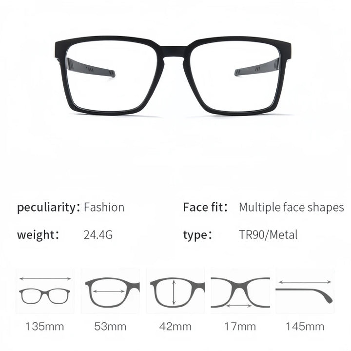 Yimaruili Women's Full Rim Square Tr 90 Alloy Sport Eyeglasses 48084