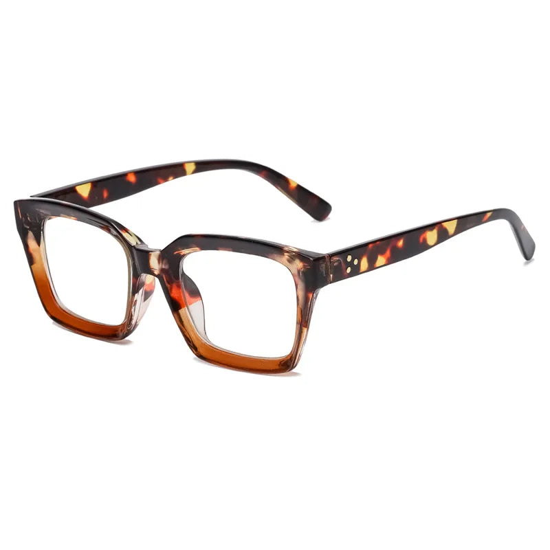 Kocolior Unisex Full Rim Square Acetate Hyperopic Reading Glasses 4913 Reading Glasses Kocolior Tea Leopard China 0