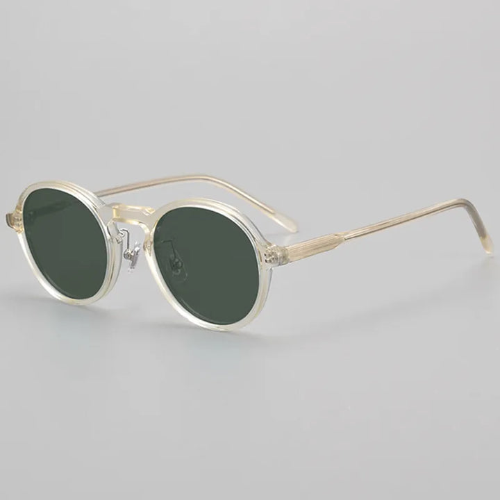 Black Mask Unisex Full Rim Round Acetate Polarized Sunglasses 14543 Full Rim Black Mask
