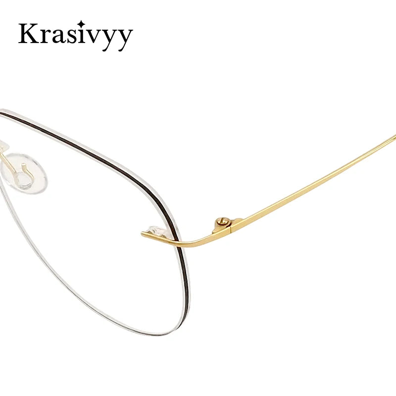 Krasivyy Unisex Rimless Oval Titanium Eyeglasses Kr05 Rimless Krasivyy