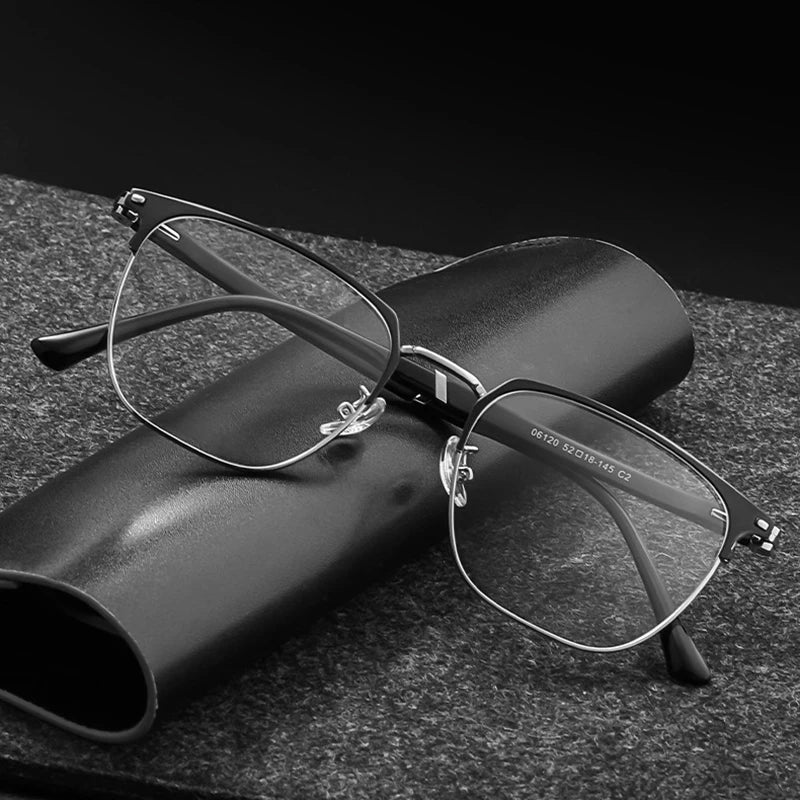 Hotochki Mens Semi Rim Square Alloy Eyeglasses 6120d Full Rim Hotochki