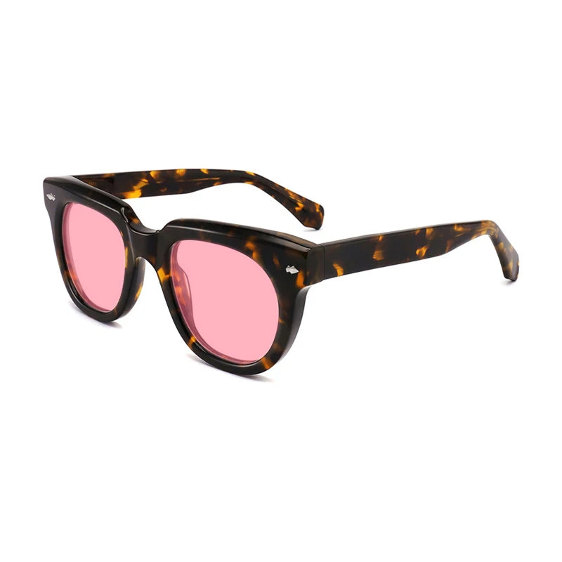 Gatenac Unisex Full Rim Square Acetate Polarized Sunglasses Mo17 Sunglasses Gatenac Tortoiseshell Pink