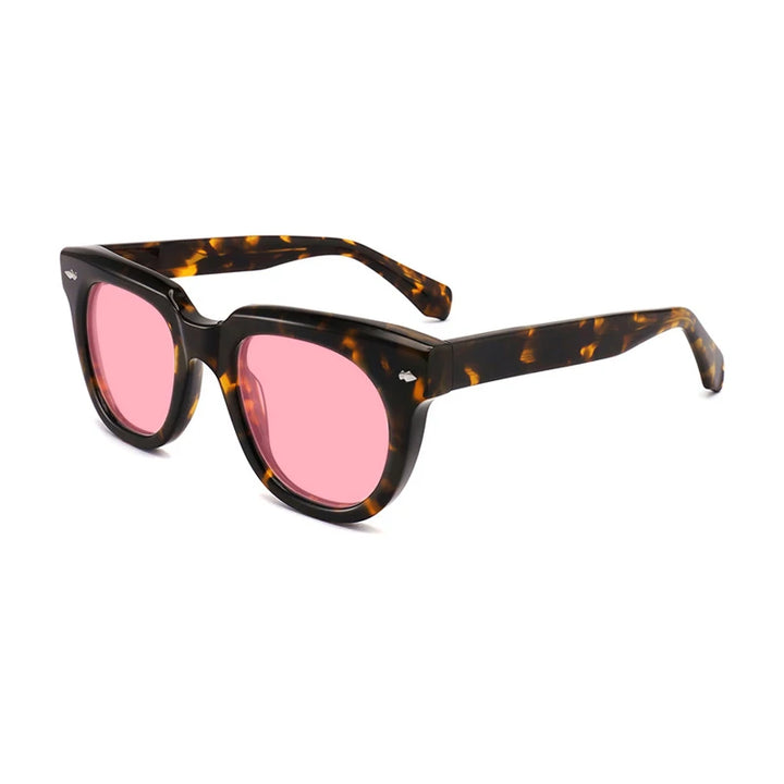 Gatenac Unisex Full Rim Square Acetate Polarized Sunglasses Mo17 Sunglasses Gatenac Tortoiseshell Pink