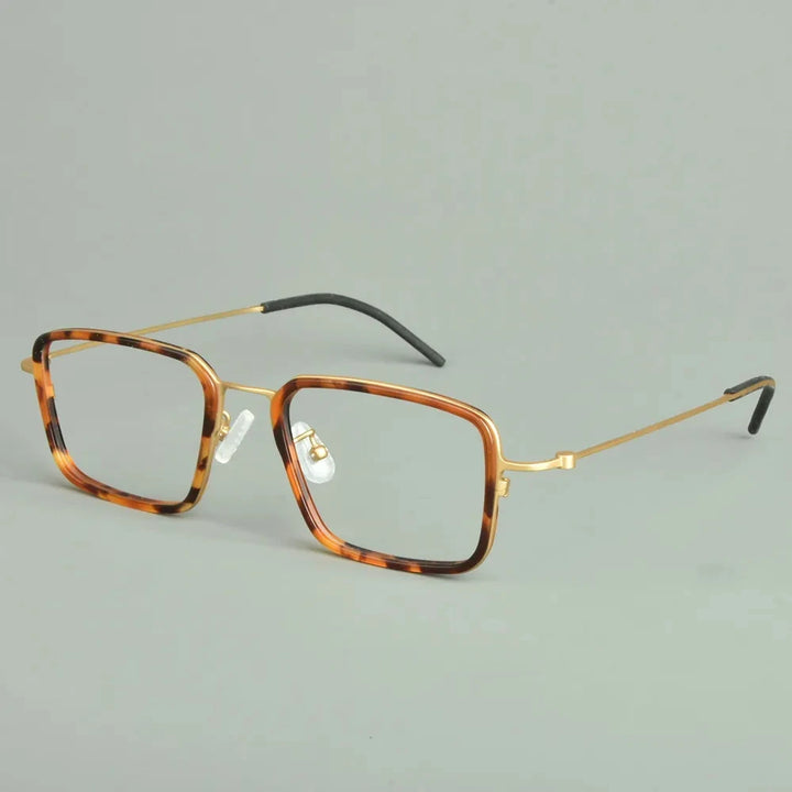 Aimee Unisex Full Rim Big Square Titanium Acetate Eyeglasses 942501 Full Rim Aimee Tortoise-Golden
