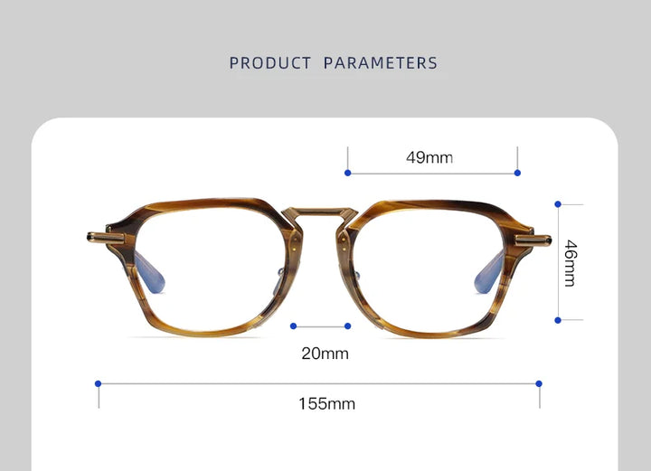 Black Mask Unisex Full Rim Big Square Titanium Acetate Eyeglasses 61413