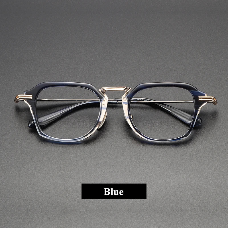 Black Mask Unisex Full Rim Titanium Square Eyeglasses D413 Full Rim Black Mask Blue