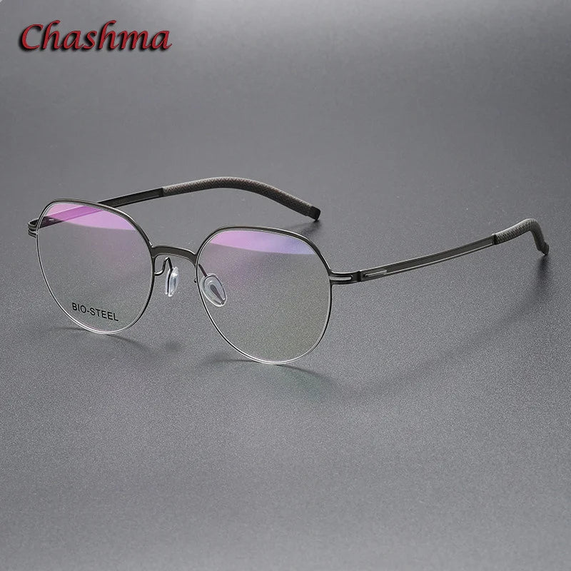 Chashma Ochki Unisex Full Rim Flat Top Round Tr 90 Titanium Eyeglasses 460 Full Rim Chashma Ochki Gray