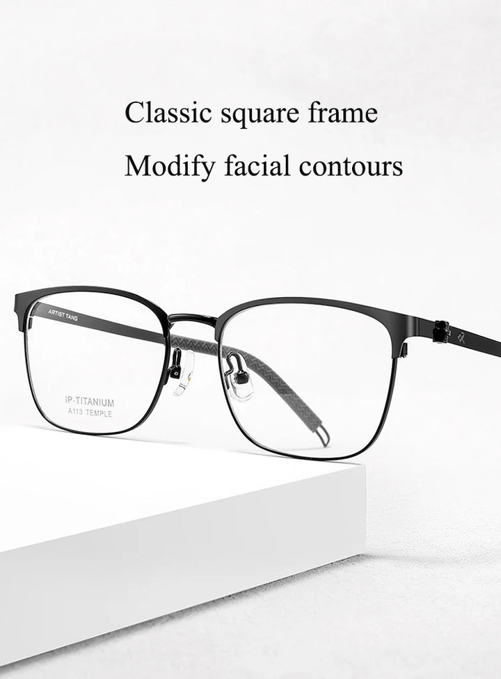 Bclear Unisex Full Rim Square Titanium Eyeglasses A113 Full Rim Bclear