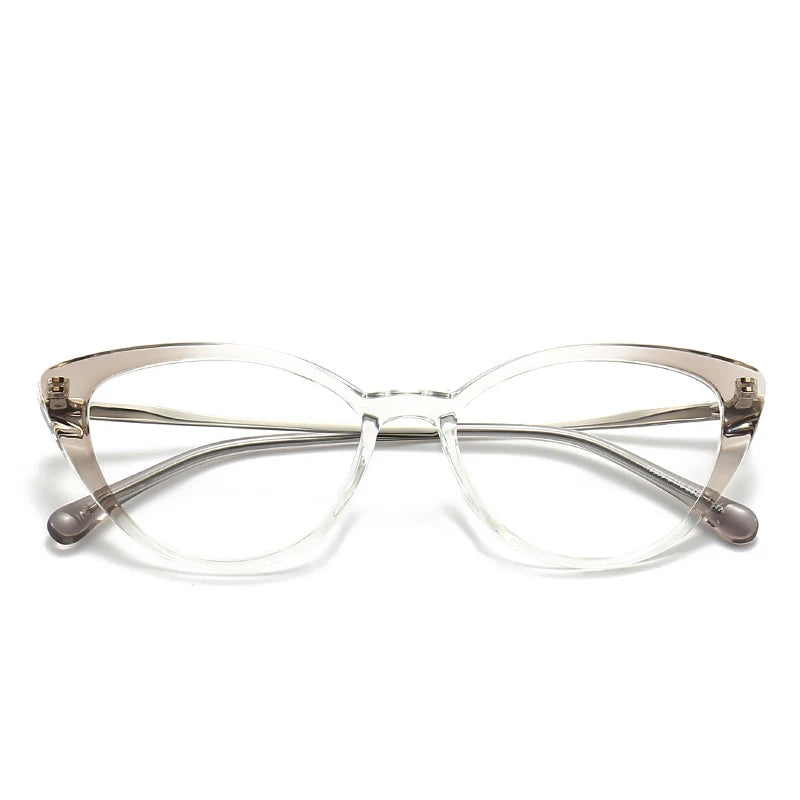 Hdcrafter Unisex Full Rim Oval Cat Eye Acetate Eyeglasses 48099 Full Rim Hdcrafter Eyeglasses Gradient-Grey