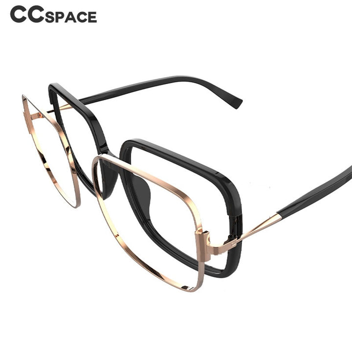 CCspace Unisex Full Rim Large Square Tr 90 Titanium Eyeglasses 56314 Full Rim CCspace