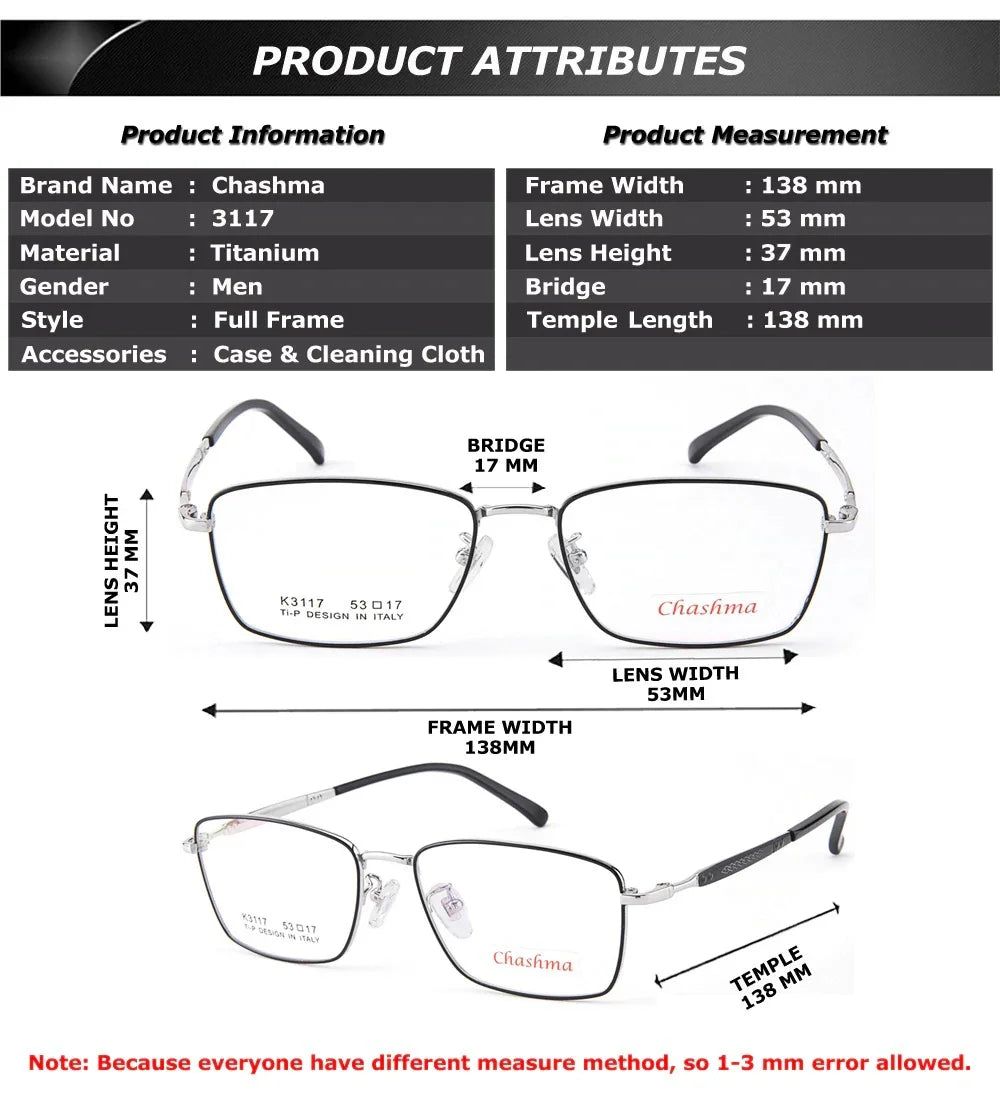 Chashma Women's Full Rim Polygon Square Titanium Eyeglasses 3117