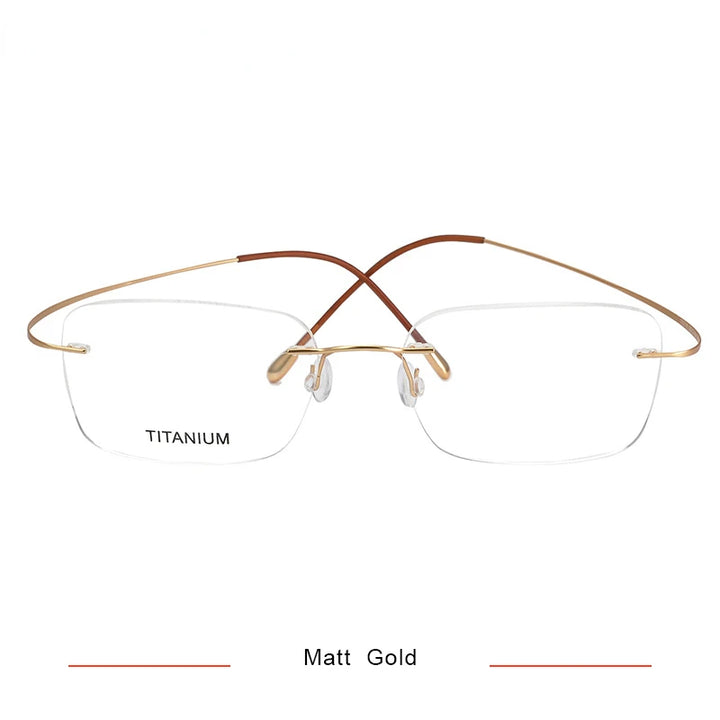 Brightzone Unisex Rimless Square Screwless Titanium Eyeglasses 71616 Rimless Brightzone Matt Gold