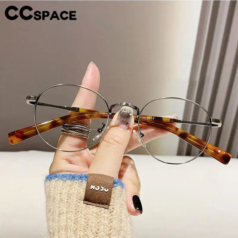 CCspace Unisex Full Rim Oval Alloy Acetate Eyeglasses 57243 Full Rim CCspace