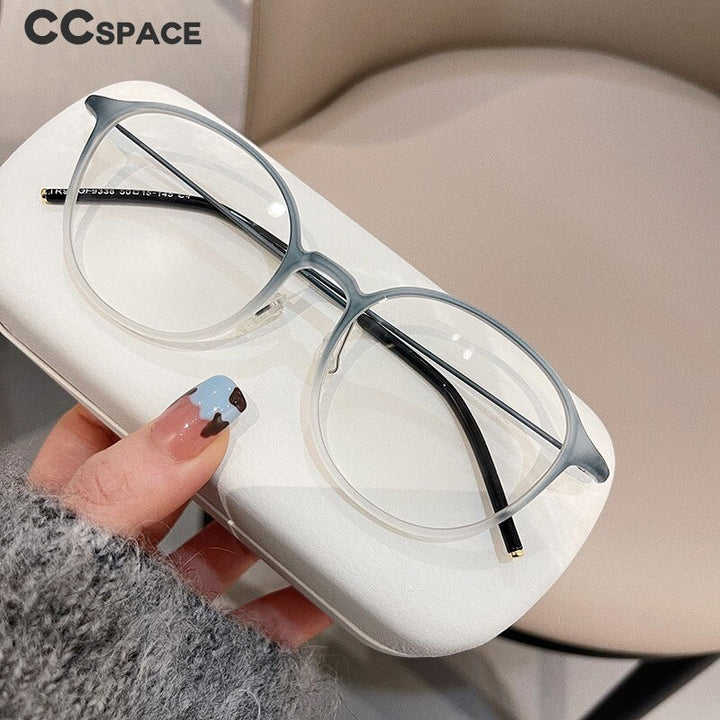 CCspace Unisex Full Rim Round Tr 90 Titanium Eyeglasses 55885 Full Rim CCspace