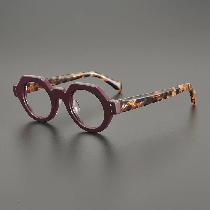 Gatenac Unisex Full Rim Flat Top Round Acetate Eyeglasses Gxyj1163 Full Rim Gatenac Red