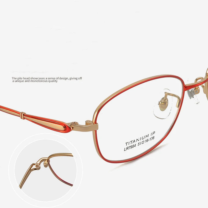 Bclear Women's Full Rim Oval Titanium Eyeglasses 7954 Full Rim Bclear   