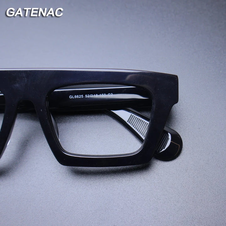 Gatenac Unisex Full Rim Square Acetate Eyeglasses Gxyj-1176 Full Rim Gatenac