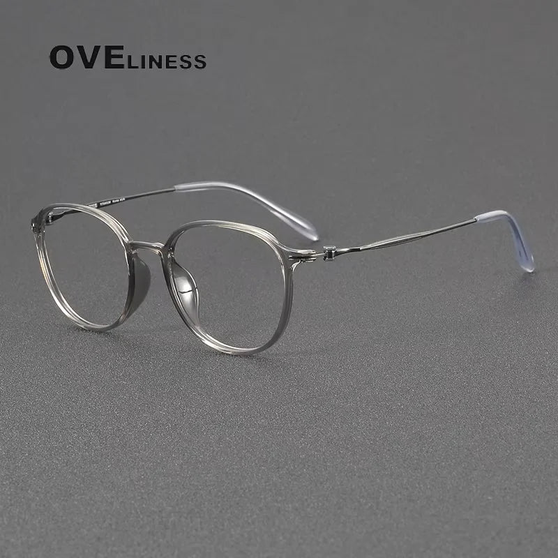 Oveliness Women's Full Rim Oval Square Acetate Titanium Eyeglasses 88666