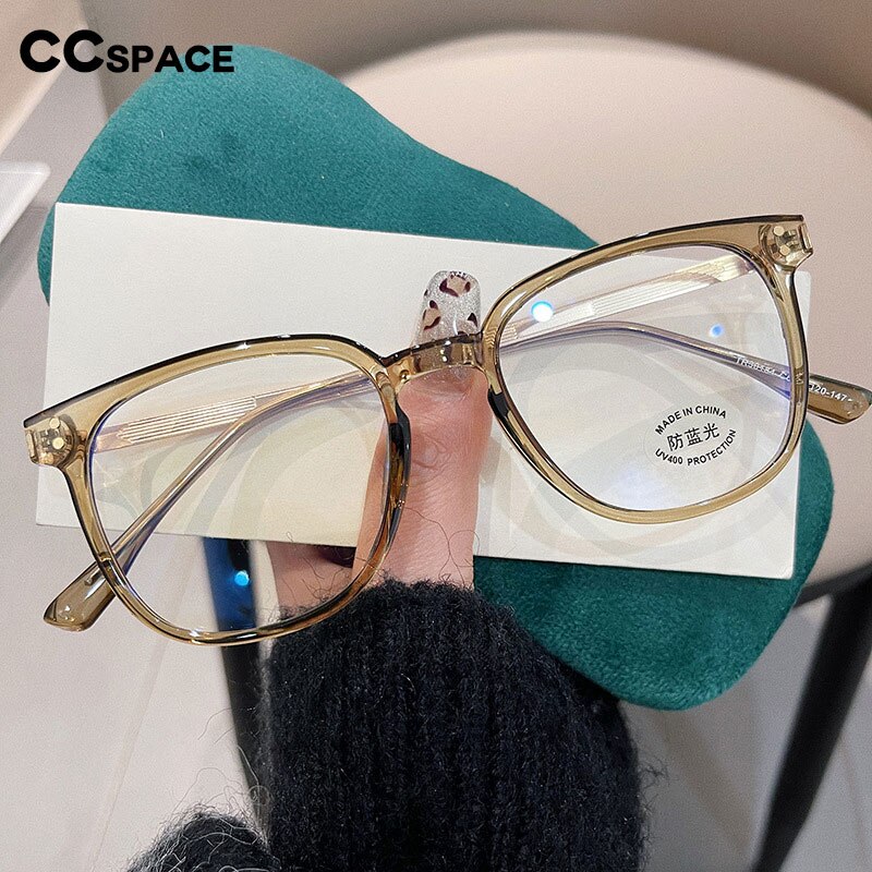 CCspace Unisex Full Rim Round Square Tr 90 Titanium Eyeglasses 55887 Full Rim CCspace