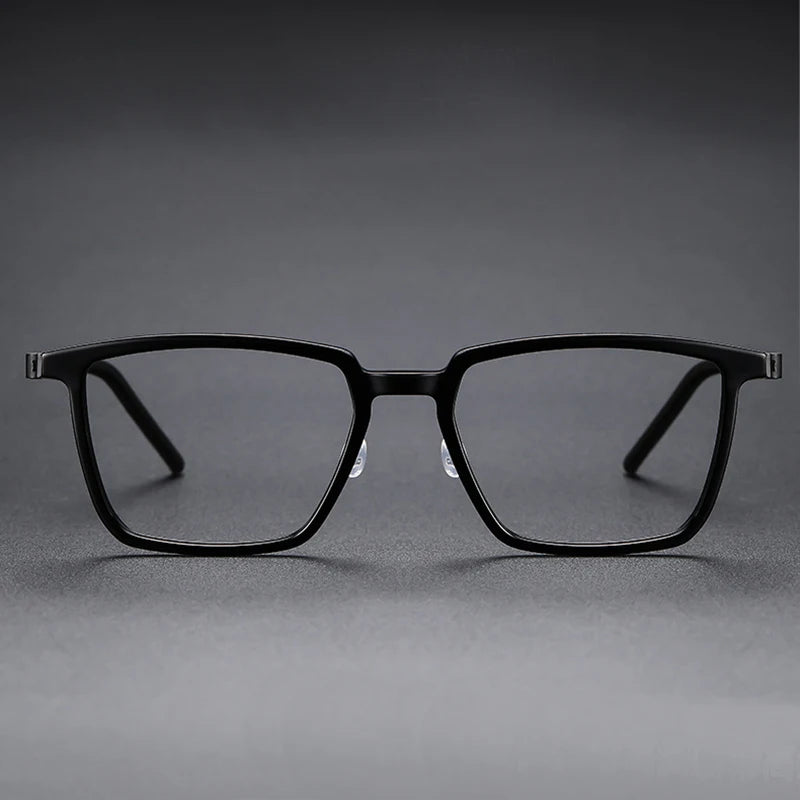 Black Mask Unisex Full Rim Big Square Titanium Acetate Eyeglasses D844 Full Rim Black Mask