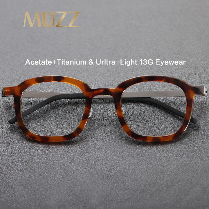 Muzz Unisex Full Rim Square Titanium Acetate Eyeglasses 1050 Full Rim Muzz