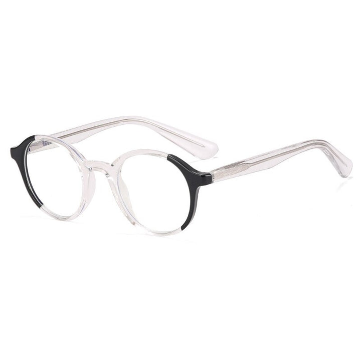 CCspace Unisex Children's Full Rim Round PC Plastic Eyeglasses 56544 Full Rim CCspace C2BlackClear