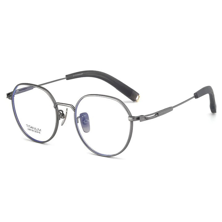 Hdcrafter Unisex Full Rim Round Titanium Eyeglasses Lsa1081 Full Rim Hdcrafter Eyeglasses Gun  