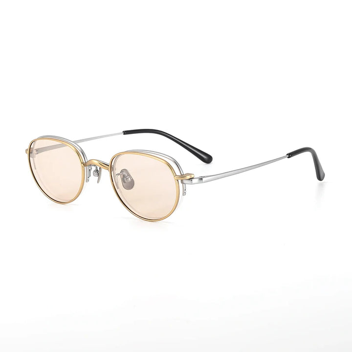 Nobler Unisex Semi Rim Oval Titanium Eyeglasses Clip On Sunglasses K047 With Clip Ons Nobler C5-5