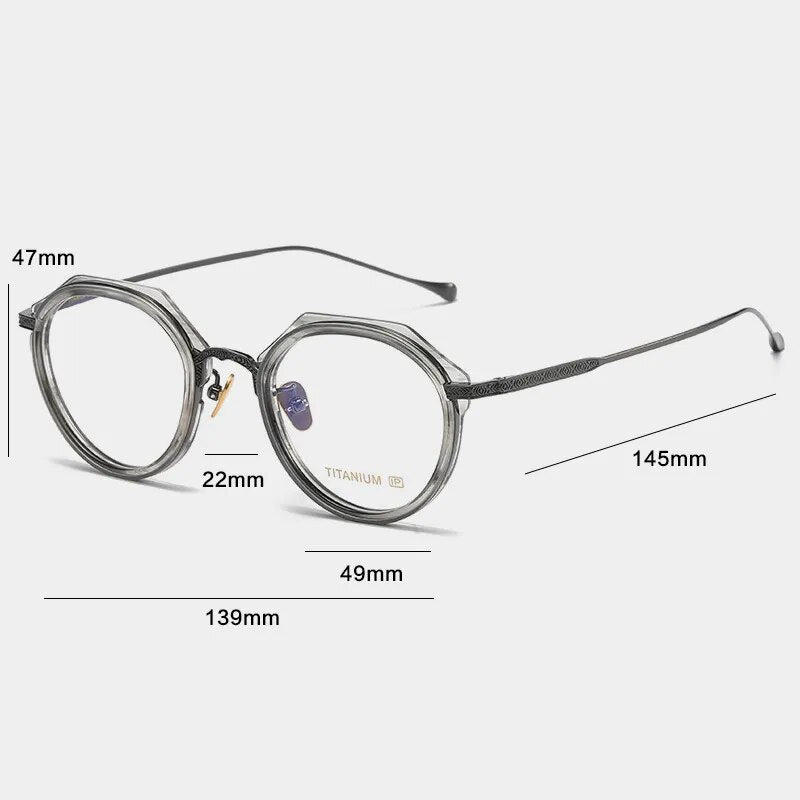 Gatenac Unisex Full Rim Flat Top Round Titanium Acetate Eyeglasses Gxyj1140 Full Rim Gatenac