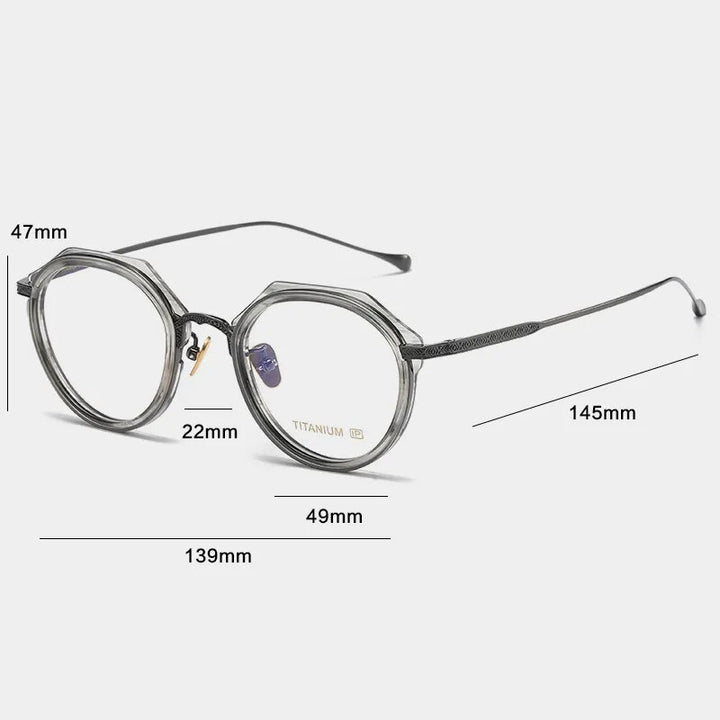 Gatenac Unisex Full Rim Flat Top Round Titanium Acetate Eyeglasses Gxyj1140 Full Rim Gatenac
