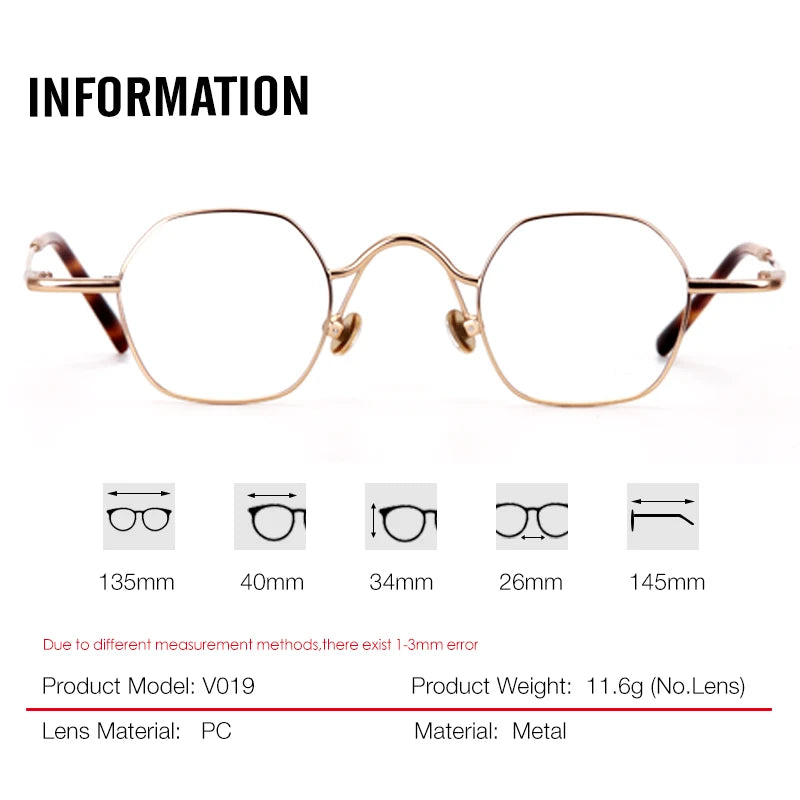 Aror Women's Full Rim Flat Top Polygon Titanium Eyeglasses 54019