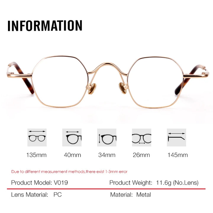 Aror Women's Full Rim Flat Top Polygon Titanium Eyeglasses 54019