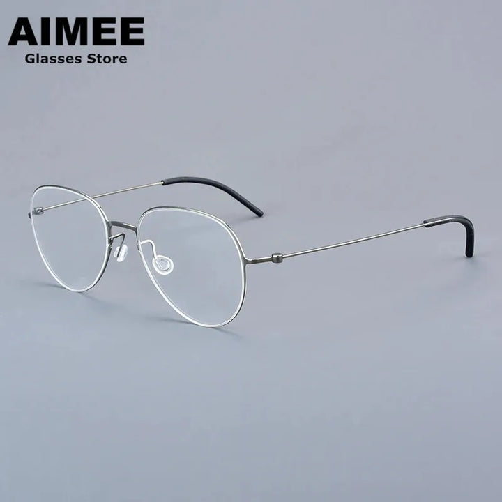 Aimee Women's Full Rim Flat Top Oval Screwless Titanium Eyeglasses 15512