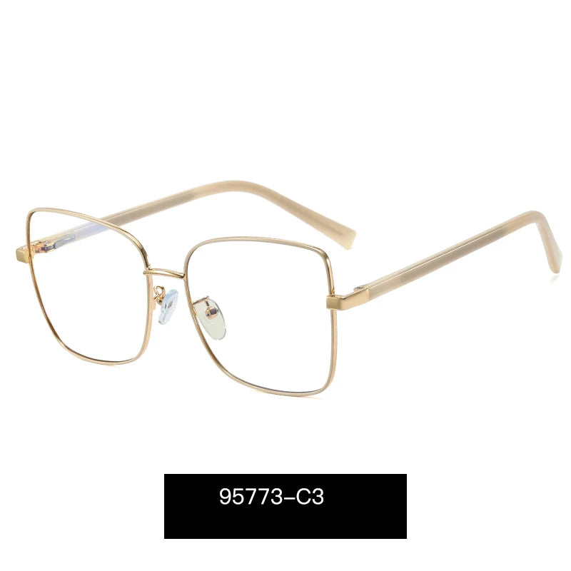 Handoer Women's Full Rim Square Alloy Spring Hinge Eyeglasses 95773