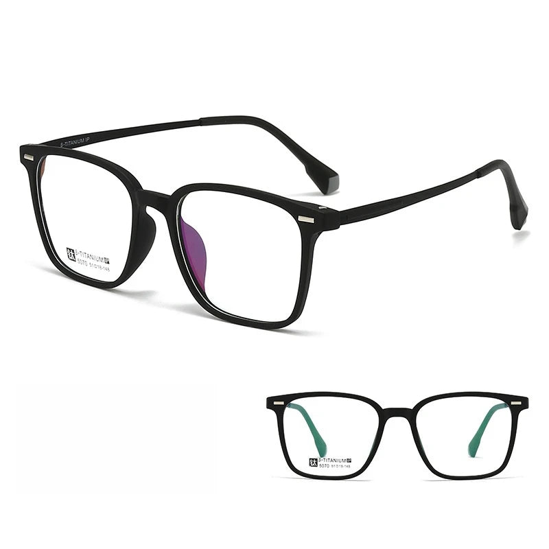 Yimaruili Unisex Full Rim Square Tr 90 Titanium-Alloy Eyeglasses 5070
