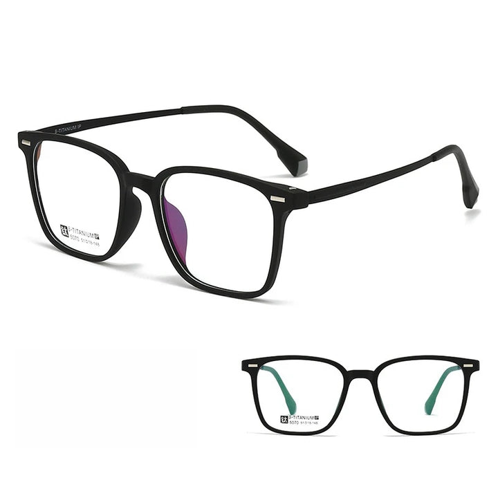 Yimaruili Unisex Full Rim Square Tr 90 Titanium-Alloy Eyeglasses 5070