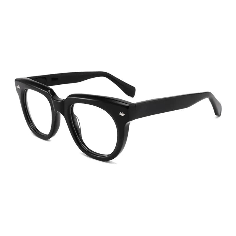 Gatenac Unisex Full Rim Square Acetate Eyeglasses Gxyj1134 Full Rim Gatenac Black