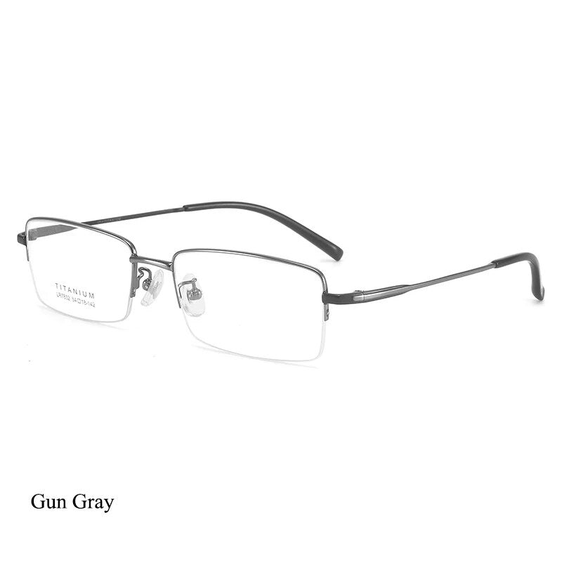 Bclear Men's Semi Rim Square Titanium Eyeglasses Lb7832 Semi Rim Bclear Gray