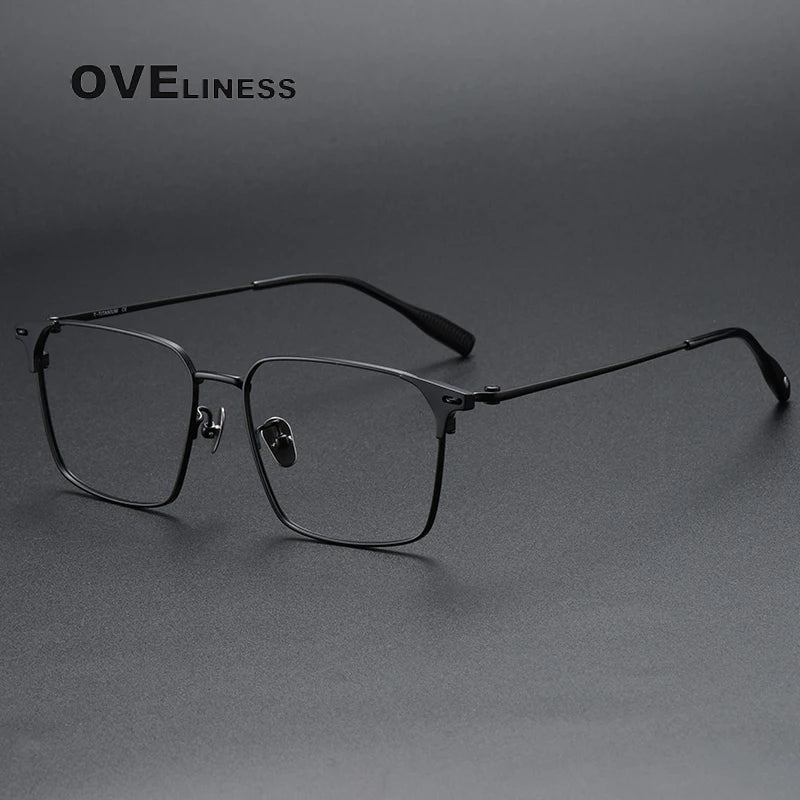 Oveliness Men's Full Rim Square Titanium Eyeglasses 8106 Full Rim Oveliness black  