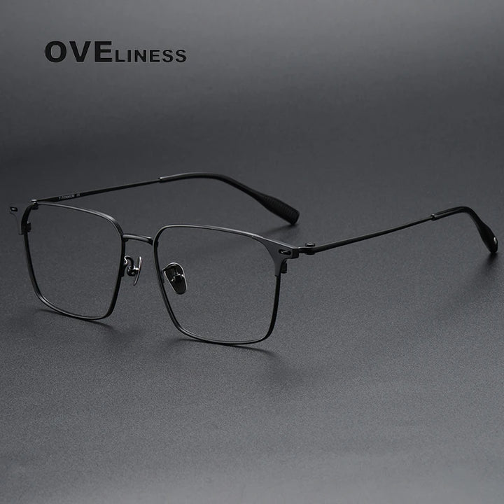 Oveliness Men's Full Rim Square Titanium Eyeglasses 8106 Full Rim Oveliness black  