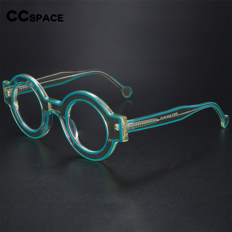 CCspace Women's Full Rim Round Acetate Eyeglasses 56499 Full Rim CCspace
