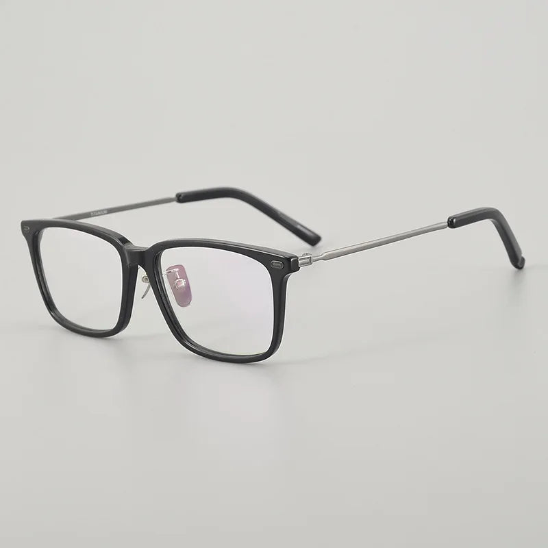 Black Mask Unisex Full Rim Square Acetate Titanium Eyeglasses Mm85 Full Rim Black Mask Black