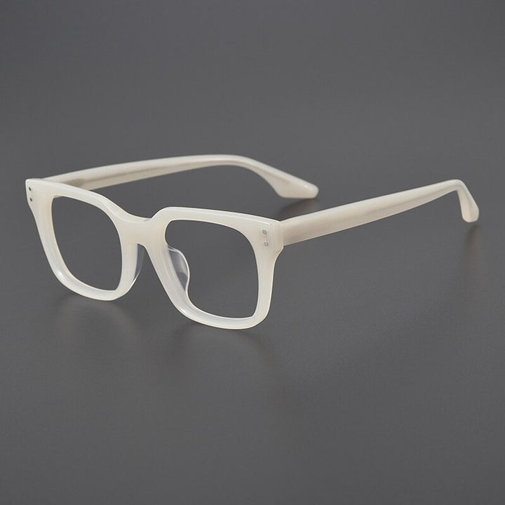Gatenac Unisex Full Rim Square Acetate Eyeglasses Gxyj1104 Full Rim Gatenac White