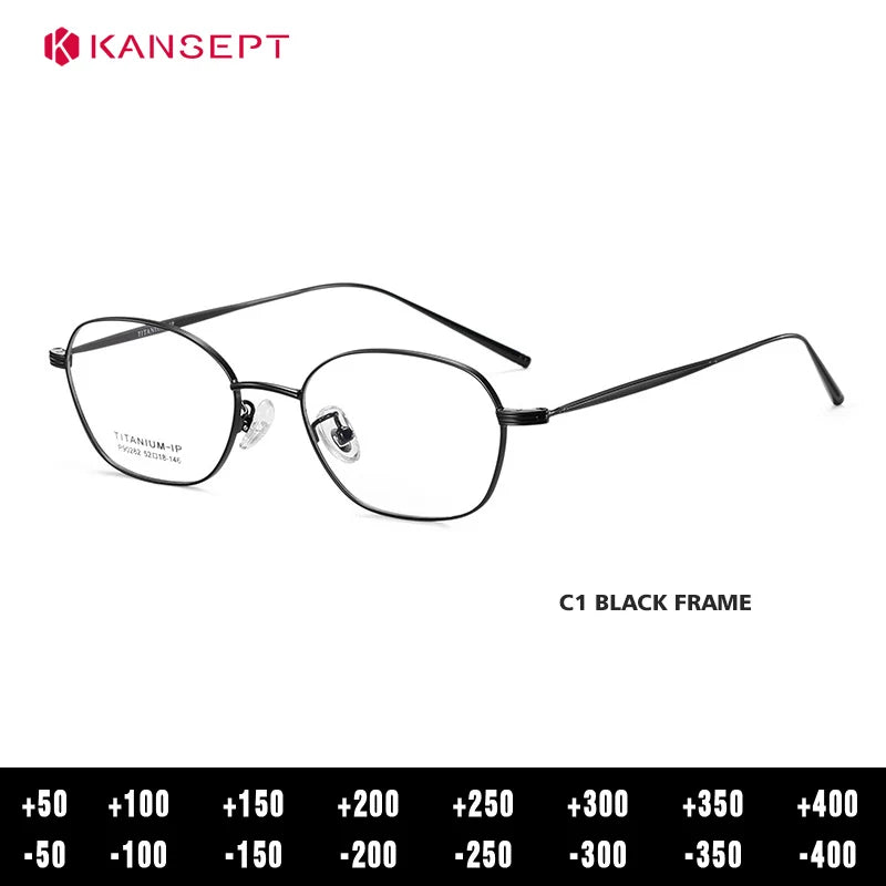 Kansept Women's Full Rim Polygon Titanium Reading Glasses 90282