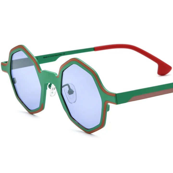 Nobler Woman's Full Rim Irregular Round Titanium Polarized Sunglasses 8581 Sunglasses Nobler C7