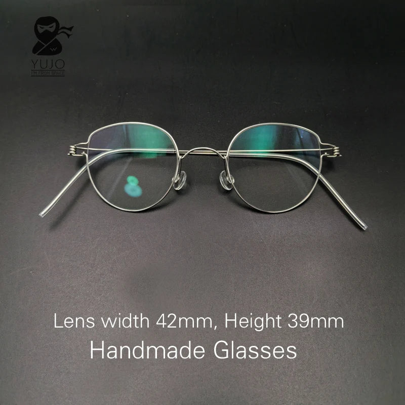 Yujo Unisex Full Rim Round Screwless Stainless Steel Eyeglasses 15039 Full Rim Yujo