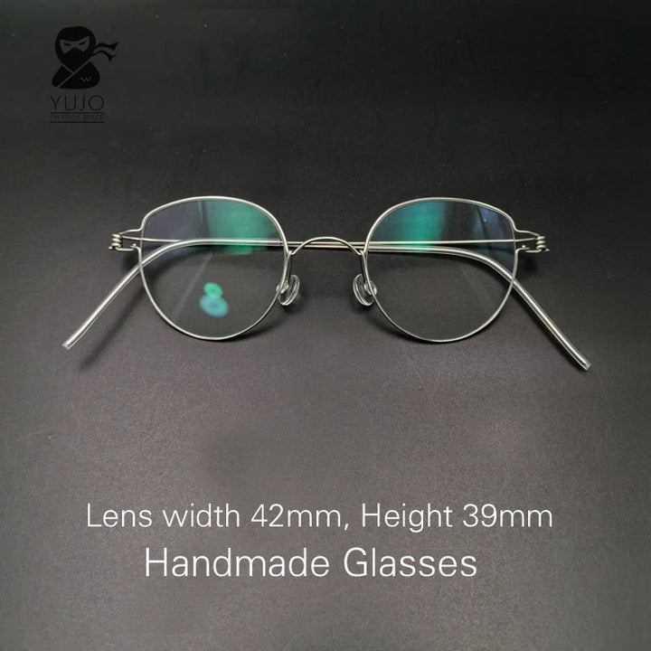 Yujo Unisex Full Rim Round Screwless Stainless Steel Eyeglasses 15039 Full Rim Yujo