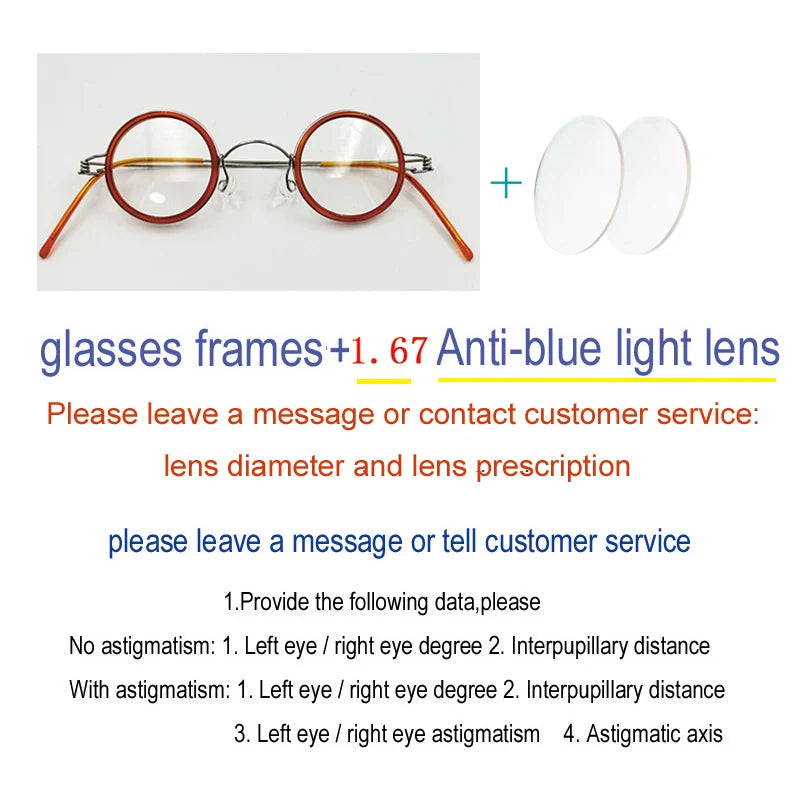 Yujo Unisex Full Rim Round Stainless Steel Acetate Custom Eyeglasses Y3434 Full Rim Yujo C8 CHINA