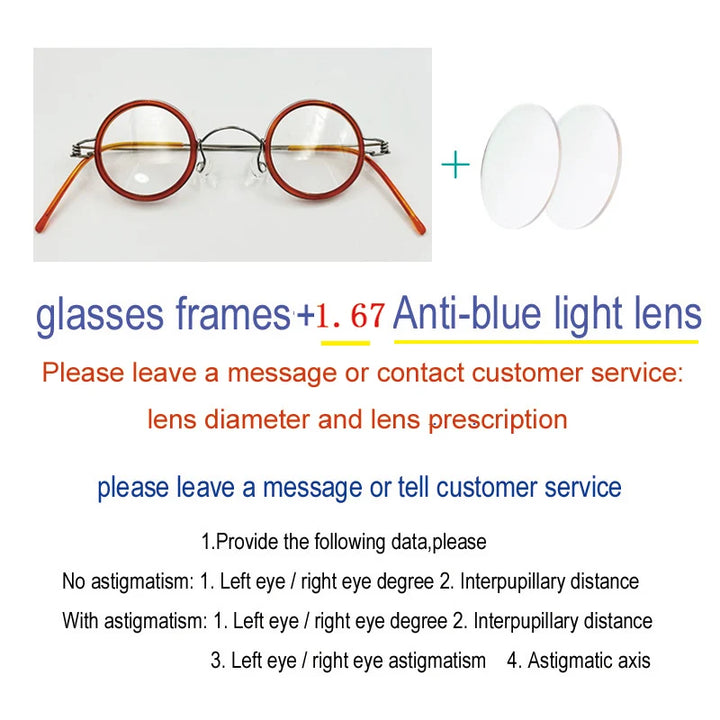 Yujo Unisex Full Rim Round Stainless Steel Acetate Custom Eyeglasses Y3434 Full Rim Yujo C8 CHINA